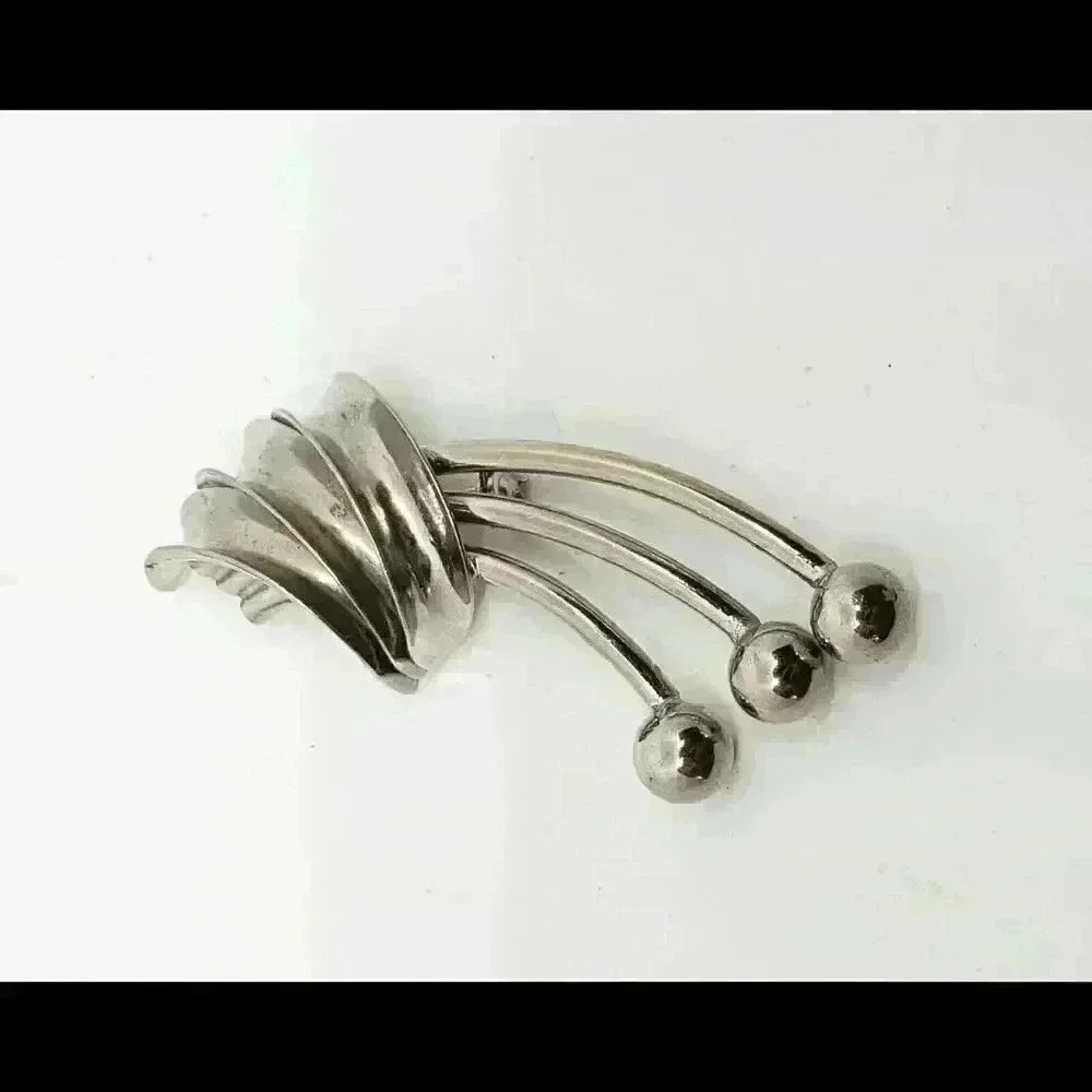 Vintage Brooch MCM Mid Century Hanging Cherries Mod Mid Century Silver 1950